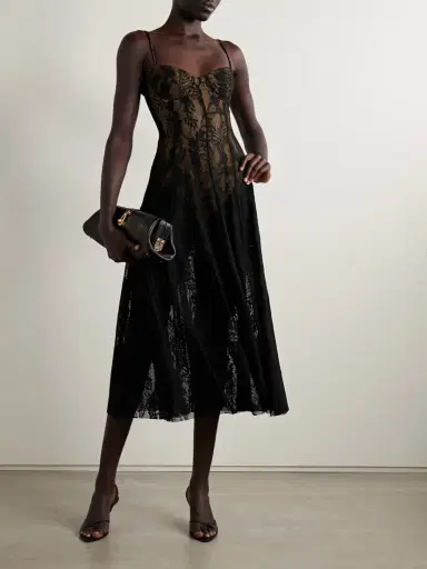 Norma Kamali Stretch-lace Midi Dress | Thumbnail 2 Norma Kamali Stretch-lace Midi Dress | Thumbnail 2