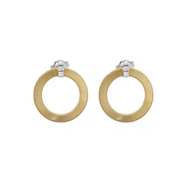 MARCO BICEGO Marco Bicego Masai 18K Yellow & White Gold Flat Coil Diamond Hoop Earrings by The Solist | Thumbnail 1 MARCO BICEGO Marco Bicego Masai 18K Yellow & White Gold Flat Coil Diamond Hoop Earrings by The Solist | Thumbnail 1
