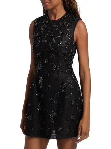 SIMKHAI Women's Evelina Beaded Fit & Flare Minidress - Black | Thumbnail 4 SIMKHAI Women's Evelina Beaded Fit & Flare Minidress - Black | Thumbnail 4
