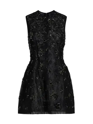 SIMKHAI Women's Evelina Beaded Fit & Flare Minidress - Black | Thumbnail 1 SIMKHAI Women's Evelina Beaded Fit & Flare Minidress - Black | Thumbnail 1