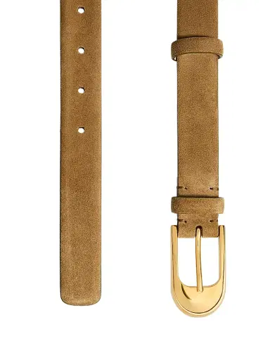 Khaite Women's Dome Suede Belt - Mud | Thumbnail 2 Khaite Women's Dome Suede Belt - Mud | Thumbnail 2