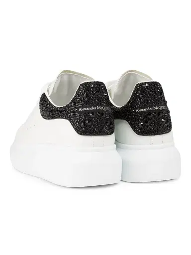 Alexander McQueen Women's Embellished Leather Low-Top Sneakers - White Black - Size 11 | Thumbnail 3 Alexander McQueen Women's Embellished Leather Low-Top Sneakers - White Black - Size 11 | Thumbnail 3