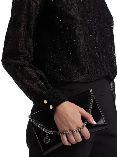 Elie Tahari Women's Azure Embellished Lace Blouse - Noir Allover Rhinestone | Thumbnail 6 Elie Tahari Women's Azure Embellished Lace Blouse - Noir Allover Rhinestone | Thumbnail 6