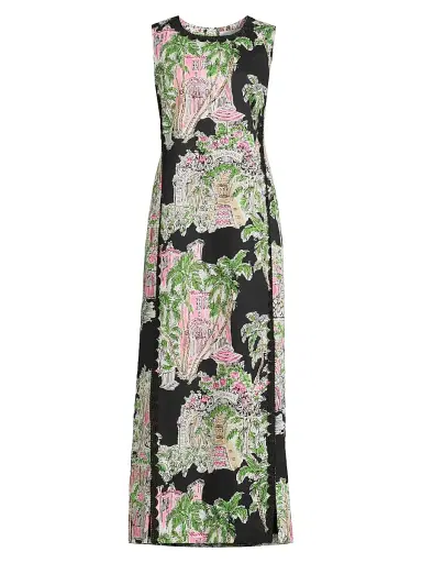 Lilly Pulitzer Women's Darlene Stretch Maxi Shift Dress - Onyx Oversized Anniversary - Size 6 | Thumbnail 1 Lilly Pulitzer Women's Darlene Stretch Maxi Shift Dress - Onyx Oversized Anniversary - Size 6 | Thumbnail 1