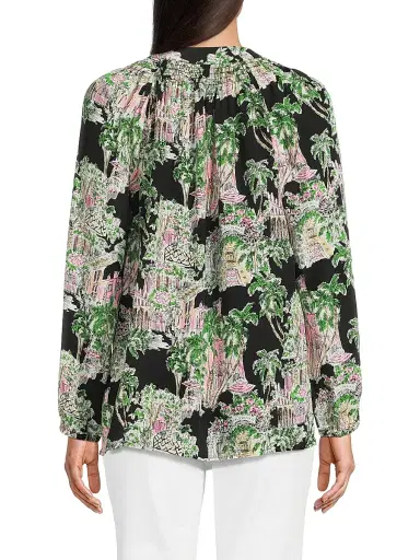 Lilly Pulitzer Women's Elsa Silk Blouse - Onyx Anniversary Toile - Size Medium | Thumbnail 5 Lilly Pulitzer Women's Elsa Silk Blouse - Onyx Anniversary Toile - Size Medium | Thumbnail 5