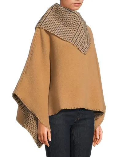 rag & bone Women's Wendy Reversible Cowl Poncho - Camel Plaid | Thumbnail 4 rag & bone Women's Wendy Reversible Cowl Poncho - Camel Plaid | Thumbnail 4