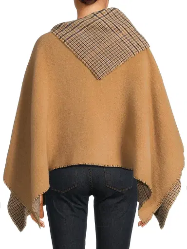 rag & bone Women's Wendy Reversible Cowl Poncho - Camel Plaid | Thumbnail 5 rag & bone Women's Wendy Reversible Cowl Poncho - Camel Plaid | Thumbnail 5