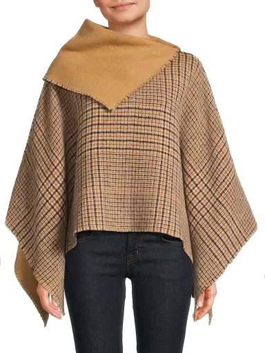 rag & bone Women's Wendy Reversible Cowl Poncho - Camel Plaid | Thumbnail 6 rag & bone Women's Wendy Reversible Cowl Poncho - Camel Plaid | Thumbnail 6