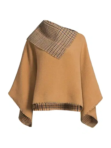 rag & bone Women's Wendy Reversible Cowl Poncho - Camel Plaid | Thumbnail 1 rag & bone Women's Wendy Reversible Cowl Poncho - Camel Plaid | Thumbnail 1