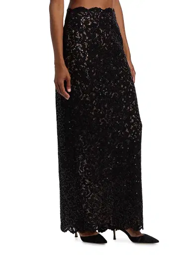 Toccin Women's Marielle Cotton-Blend Lace Maxi Skirt - Jet | Thumbnail 4 Toccin Women's Marielle Cotton-Blend Lace Maxi Skirt - Jet | Thumbnail 4