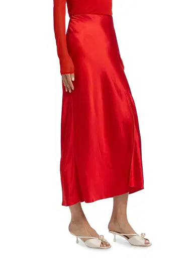 Jason Wu Collection Women's Satin Bias-Cut Slip Midi-Skirt - Papaya - Size 8 | Thumbnail 4 Jason Wu Collection Women's Satin Bias-Cut Slip Midi-Skirt - Papaya - Size 8 | Thumbnail 4