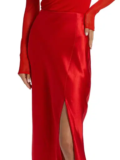 Jason Wu Collection Women's Satin Bias-Cut Slip Midi-Skirt - Papaya - Size 8 | Thumbnail 6 Jason Wu Collection Women's Satin Bias-Cut Slip Midi-Skirt - Papaya - Size 8 | Thumbnail 6
