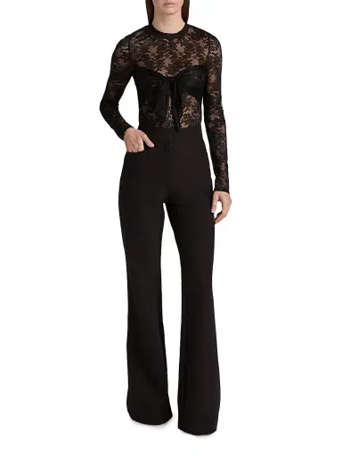 Toccin Women's Giselle Tie-Front Lace Bodysuit - Jet | Thumbnail 2 Toccin Women's Giselle Tie-Front Lace Bodysuit - Jet | Thumbnail 2