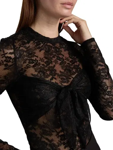 Toccin Women's Giselle Tie-Front Lace Bodysuit - Jet | Thumbnail 7 Toccin Women's Giselle Tie-Front Lace Bodysuit - Jet | Thumbnail 7