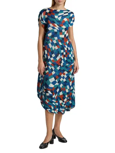 Pleats Please Issey Miyake Women's Dancing Square Top - Blue | Thumbnail 2 Pleats Please Issey Miyake Women's Dancing Square Top - Blue | Thumbnail 2