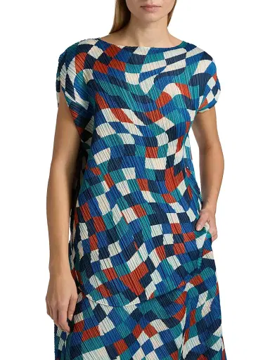 Pleats Please Issey Miyake Women's Dancing Square Top - Blue | Thumbnail 3 Pleats Please Issey Miyake Women's Dancing Square Top - Blue | Thumbnail 3