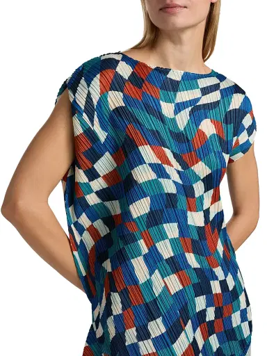 Pleats Please Issey Miyake Women's Dancing Square Top - Blue | Thumbnail 6 Pleats Please Issey Miyake Women's Dancing Square Top - Blue | Thumbnail 6