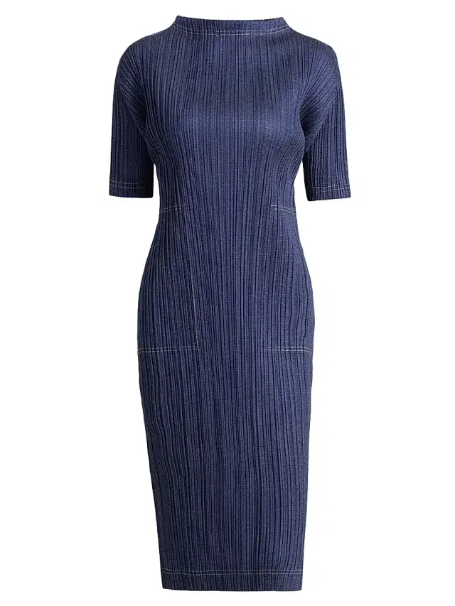 Women's Denim Trompe L'Oeil Midi-Dress - Blue Women's Denim Trompe L'Oeil Midi-Dress - Blue