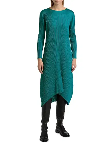 Pleats Please Issey Miyake Women's Monthly Colors: October Midi-Dress - Turquoise Green | Thumbnail 3 Pleats Please Issey Miyake Women's Monthly Colors: October Midi-Dress - Turquoise Green | Thumbnail 3