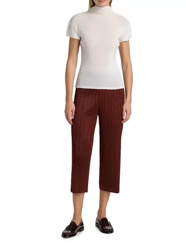 Pleats Please Issey Miyake Women's Mist Basics Ribbed Top - White - Size Large | Thumbnail 2 Pleats Please Issey Miyake Women's Mist Basics Ribbed Top - White - Size Large | Thumbnail 2