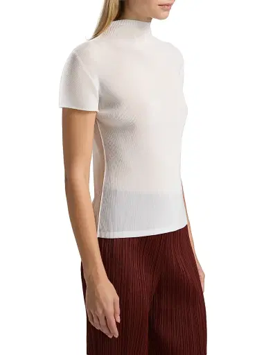 Pleats Please Issey Miyake Women's Mist Basics Ribbed Top - White - Size Large | Thumbnail 4 Pleats Please Issey Miyake Women's Mist Basics Ribbed Top - White - Size Large | Thumbnail 4
