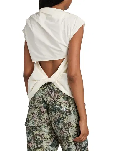 Ganni Women's Stretch-Cotton Ruched Top - White | Thumbnail 5 Ganni Women's Stretch-Cotton Ruched Top - White | Thumbnail 5