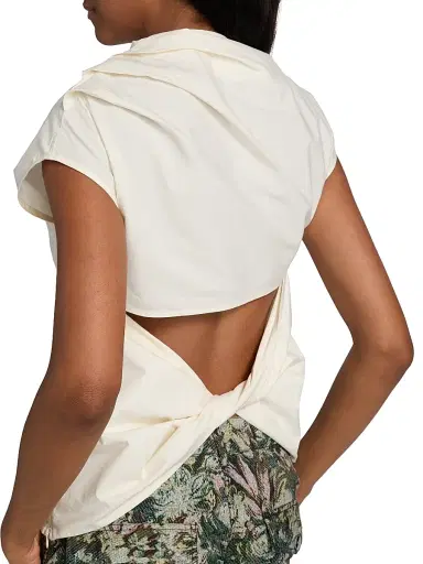 Ganni Women's Stretch-Cotton Ruched Top - White | Thumbnail 6 Ganni Women's Stretch-Cotton Ruched Top - White | Thumbnail 6