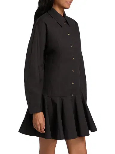Ganni Women's Stretch Cotton Mini Shirtdress - Black | Thumbnail 4 Ganni Women's Stretch Cotton Mini Shirtdress - Black | Thumbnail 4