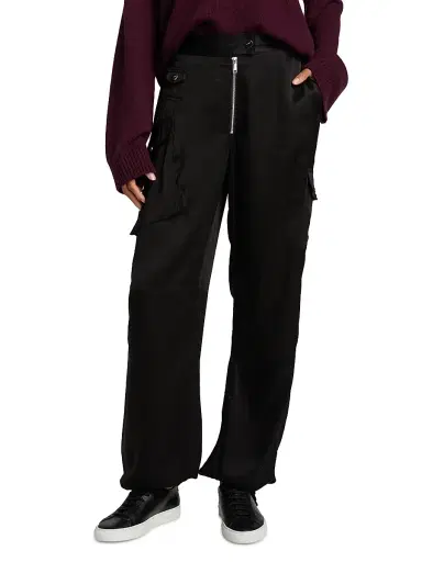 Ganni Women's Washed Satin Cargo Pants - Black | Thumbnail 3 Ganni Women's Washed Satin Cargo Pants - Black | Thumbnail 3