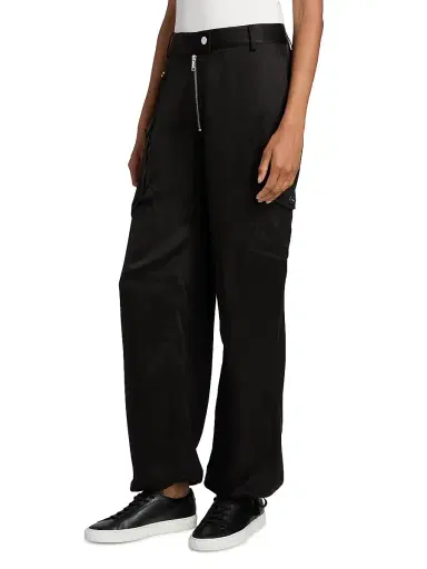 Ganni Women's Washed Satin Cargo Pants - Black | Thumbnail 4 Ganni Women's Washed Satin Cargo Pants - Black | Thumbnail 4