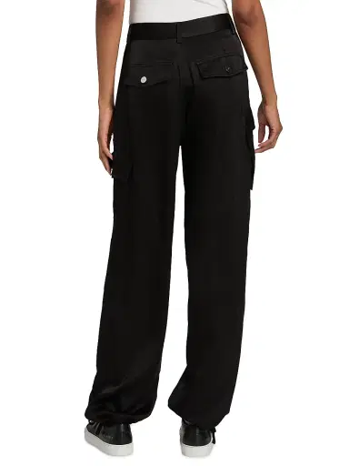 Ganni Women's Washed Satin Cargo Pants - Black | Thumbnail 5 Ganni Women's Washed Satin Cargo Pants - Black | Thumbnail 5