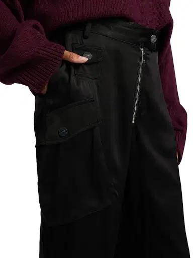 Ganni Women's Washed Satin Cargo Pants - Black | Thumbnail 6 Ganni Women's Washed Satin Cargo Pants - Black | Thumbnail 6