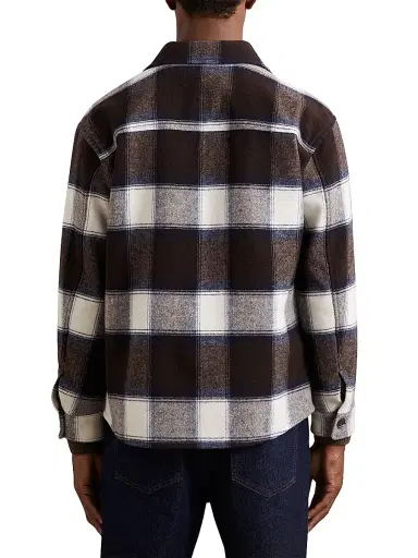 Reiss Men's McFadden Checked Wool-Blend Overshirt - Navy Multi | Thumbnail 4 Reiss Men's McFadden Checked Wool-Blend Overshirt - Navy Multi | Thumbnail 4