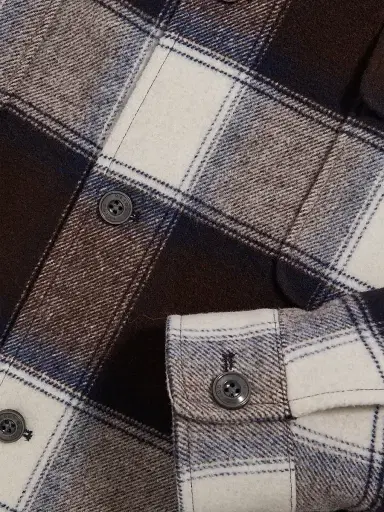Reiss Men's McFadden Checked Wool-Blend Overshirt - Navy Multi | Thumbnail 5 Reiss Men's McFadden Checked Wool-Blend Overshirt - Navy Multi | Thumbnail 5
