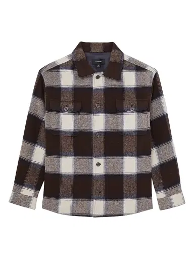 Reiss Men's McFadden Checked Wool-Blend Overshirt - Navy Multi | Thumbnail 1 Reiss Men's McFadden Checked Wool-Blend Overshirt - Navy Multi | Thumbnail 1