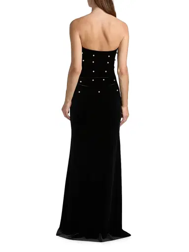 Chiara Boni La Petite Robe Women's Evena Imitation Pearl-Embellished Velvet Gown | Thumbnail 5 Chiara Boni La Petite Robe Women's Evena Imitation Pearl-Embellished Velvet Gown | Thumbnail 5