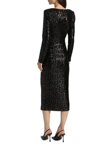 Chiara Boni La Petite Robe Women's Jarra Sequined Twist-Front V-Neck Midi-Dress - Black | Thumbnail 5 Chiara Boni La Petite Robe Women's Jarra Sequined Twist-Front V-Neck Midi-Dress - Black | Thumbnail 5