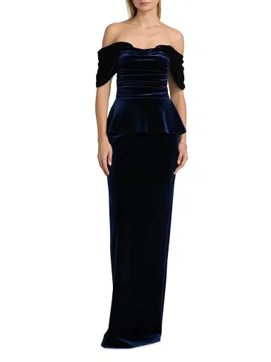 Chiara Boni La Petite Robe Women's Vesina Off-the-Shoulder Velvet Gown | Thumbnail 3 Chiara Boni La Petite Robe Women's Vesina Off-the-Shoulder Velvet Gown | Thumbnail 3