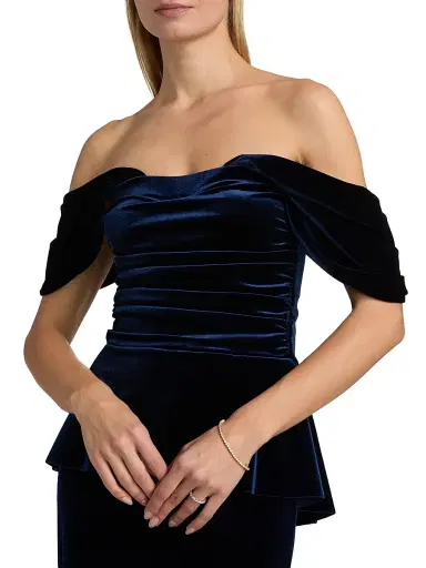 Chiara Boni La Petite Robe Women's Vesina Off-the-Shoulder Velvet Gown | Thumbnail 6 Chiara Boni La Petite Robe Women's Vesina Off-the-Shoulder Velvet Gown | Thumbnail 6