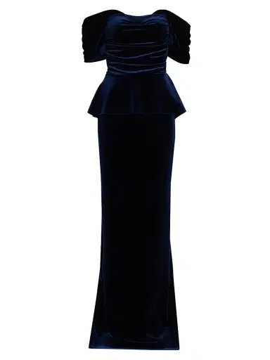 Chiara Boni La Petite Robe Women's Vesina Off-the-Shoulder Velvet Gown | Thumbnail 1 Chiara Boni La Petite Robe Women's Vesina Off-the-Shoulder Velvet Gown | Thumbnail 1