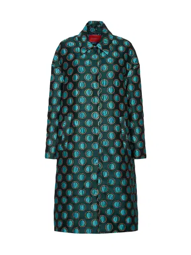 La DoubleJ Women's Boxy Coat - Jacquard Winter Sun Emerald | Thumbnail 1 La DoubleJ Women's Boxy Coat - Jacquard Winter Sun Emerald | Thumbnail 1
