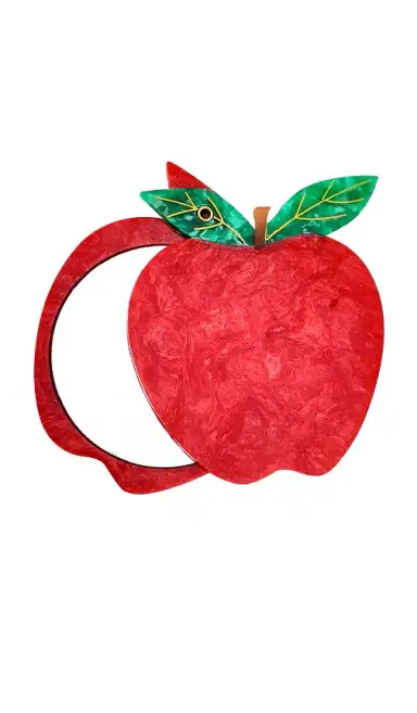Solar Eclipse Hand-Painted Apple Compact Mirror | Thumbnail 1 Solar Eclipse Hand-Painted Apple Compact Mirror | Thumbnail 1