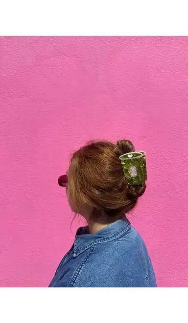 Solar Eclipse Hand-Painted Matcha Claw Hair Clip | Thumbnail 2 Solar Eclipse Hand-Painted Matcha Claw Hair Clip | Thumbnail 2