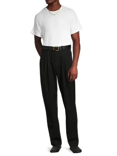 Vince Men's Double Pleated Suiting Trousers - Black | Thumbnail 2 Vince Men's Double Pleated Suiting Trousers - Black | Thumbnail 2