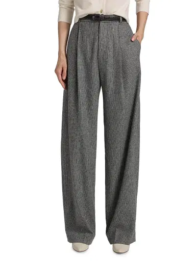 Vince Women's Roma Check High-Rise Wide-Leg Trousers - Dark Grey Check | Thumbnail 3 Vince Women's Roma Check High-Rise Wide-Leg Trousers - Dark Grey Check | Thumbnail 3