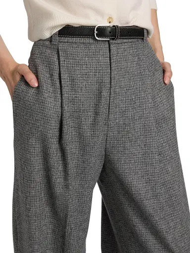 Vince Women's Roma Check High-Rise Wide-Leg Trousers - Dark Grey Check | Thumbnail 6 Vince Women's Roma Check High-Rise Wide-Leg Trousers - Dark Grey Check | Thumbnail 6