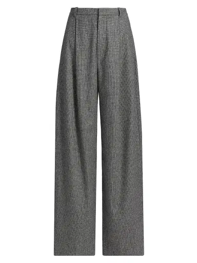 Vince Women's Roma Check High-Rise Wide-Leg Trousers - Dark Grey Check | Thumbnail 1 Vince Women's Roma Check High-Rise Wide-Leg Trousers - Dark Grey Check | Thumbnail 1