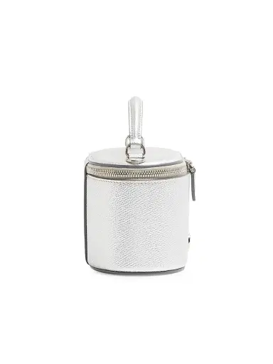 Valentino Garavani Women's Vlogo Signature Mini Vanity Bag in Laminated Grainy Calfskin - Silver | Thumbnail 3 Valentino Garavani Women's Vlogo Signature Mini Vanity Bag in Laminated Grainy Calfskin - Silver | Thumbnail 3