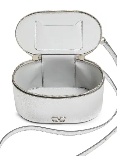Valentino Garavani Women's Vlogo Signature Mini Vanity Bag in Laminated Grainy Calfskin - Silver | Thumbnail 5 Valentino Garavani Women's Vlogo Signature Mini Vanity Bag in Laminated Grainy Calfskin - Silver | Thumbnail 5