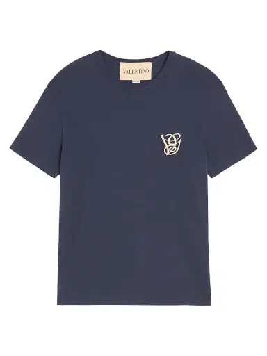 Valentino Garavani Men's Cotton T-Shirt with Patch - Navy - Size XXL | Thumbnail 1 Valentino Garavani Men's Cotton T-Shirt with Patch - Navy - Size XXL | Thumbnail 1